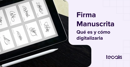 Firma manuscrita en una tablet cabecera de artículo de blog