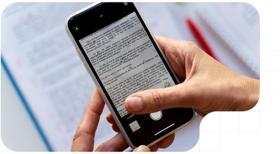 Person using an OCR software for scanning a contract