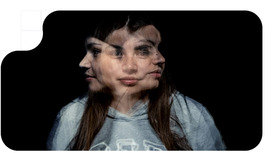 Woman with head in different positions to get scanned for a deepfake