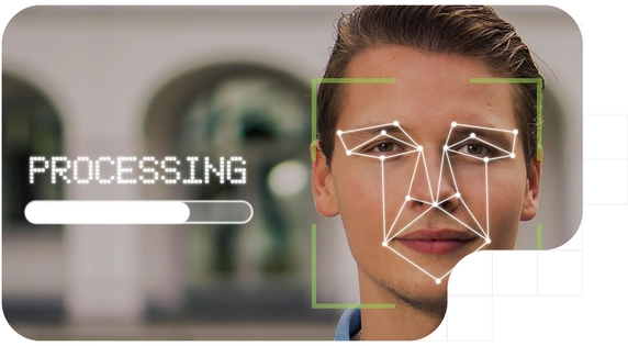 Facial recognition for digital identity verification with biometric analysis in progress.