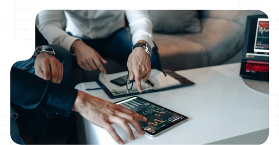 Financial agents doing an analysis of an account