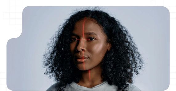 Face recognition person doing a face recognition control